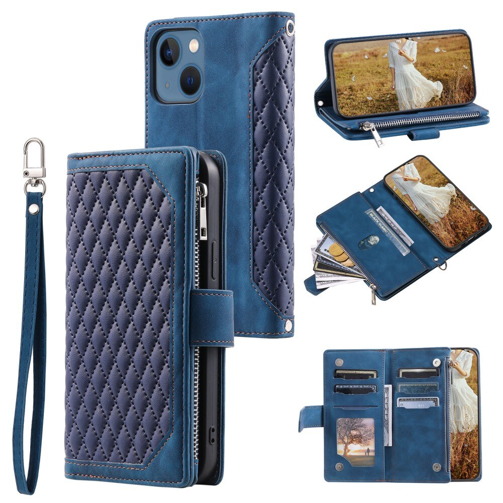 Funda acolchada tipo billetera iPhone 15 Plus azul