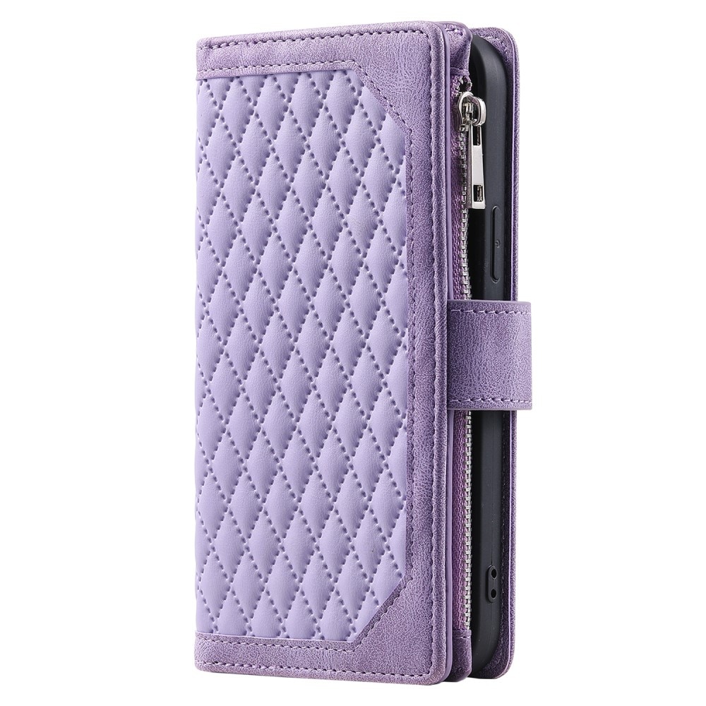 Funda acolchada tipo billetera iPhone 15 Plus violeta