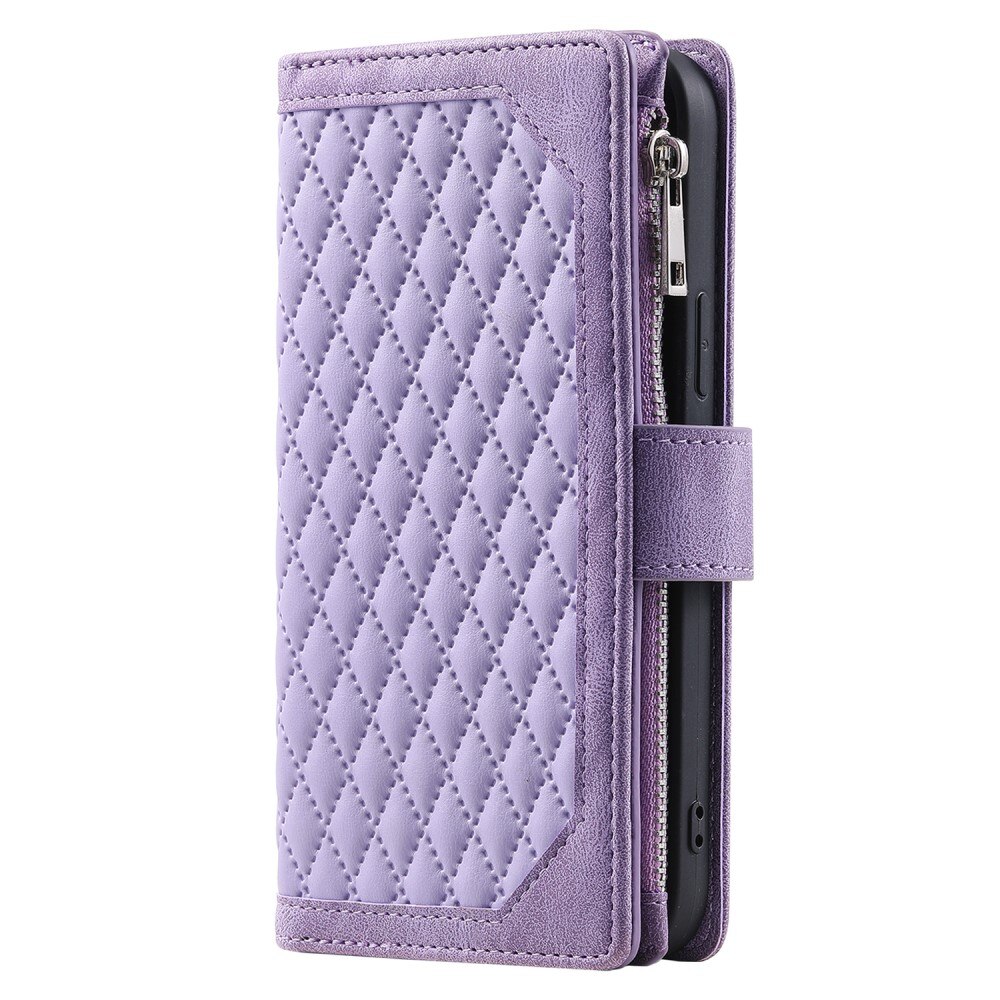 Funda acolchada tipo billetera iPhone 15 Plus Púrpura