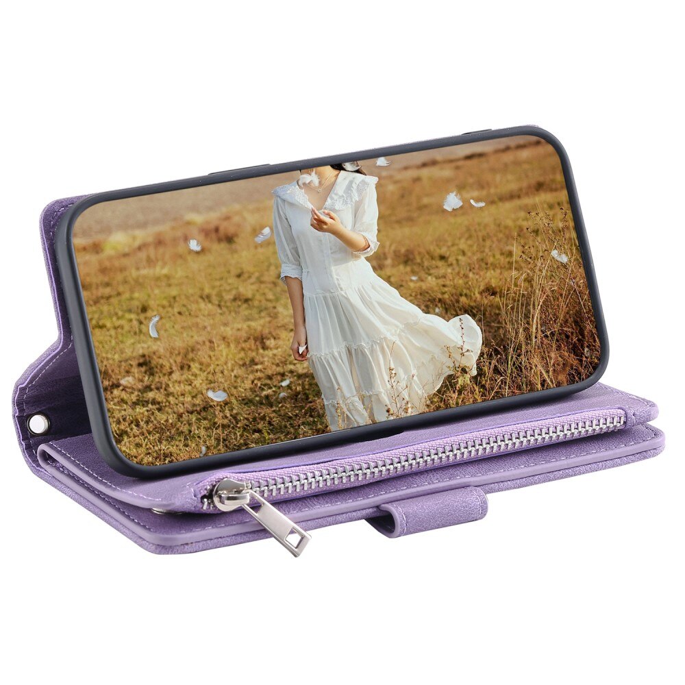 Funda acolchada tipo billetera iPhone 15 Plus violeta