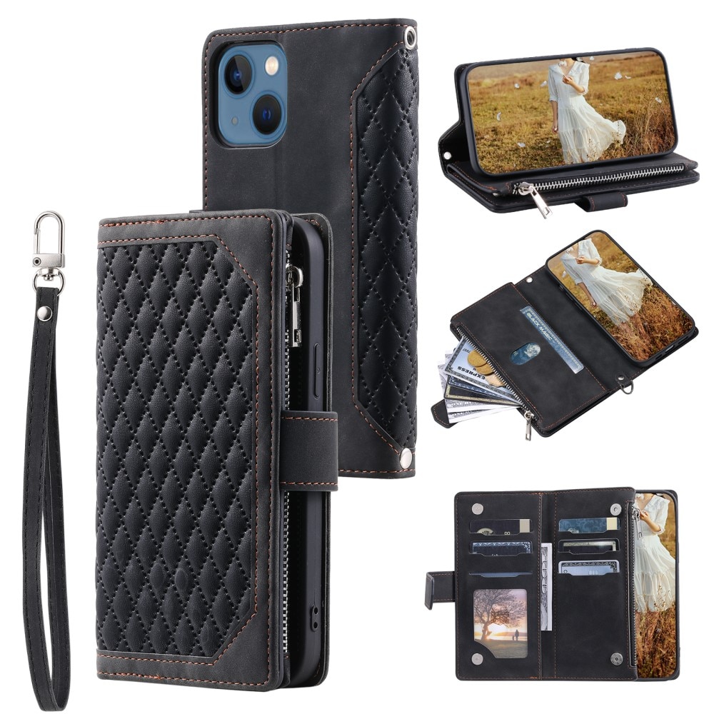 Funda acolchada tipo billetera iPhone 15 Plus negro