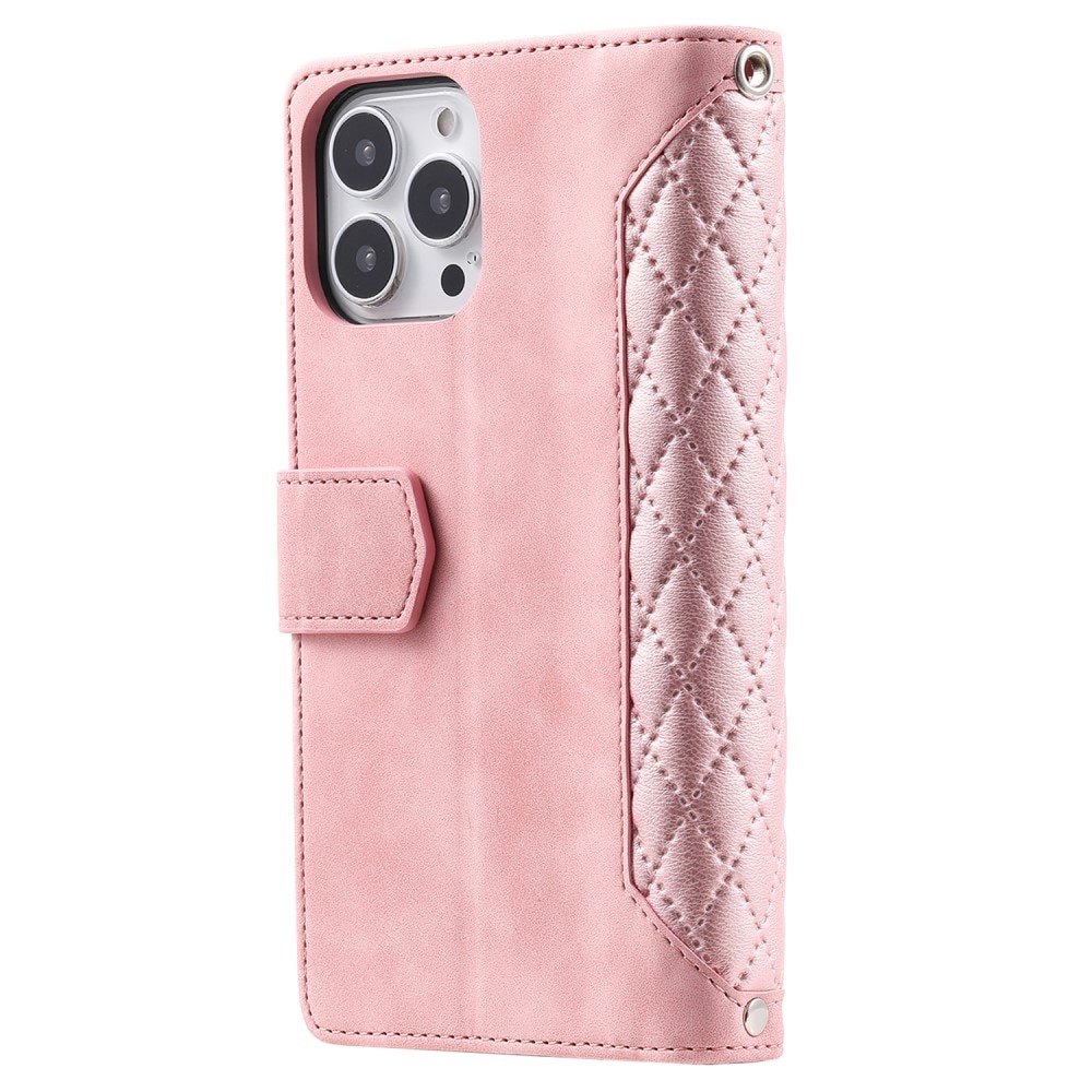 Funda acolchada tipo billetera iPhone 15 Pro Rosa