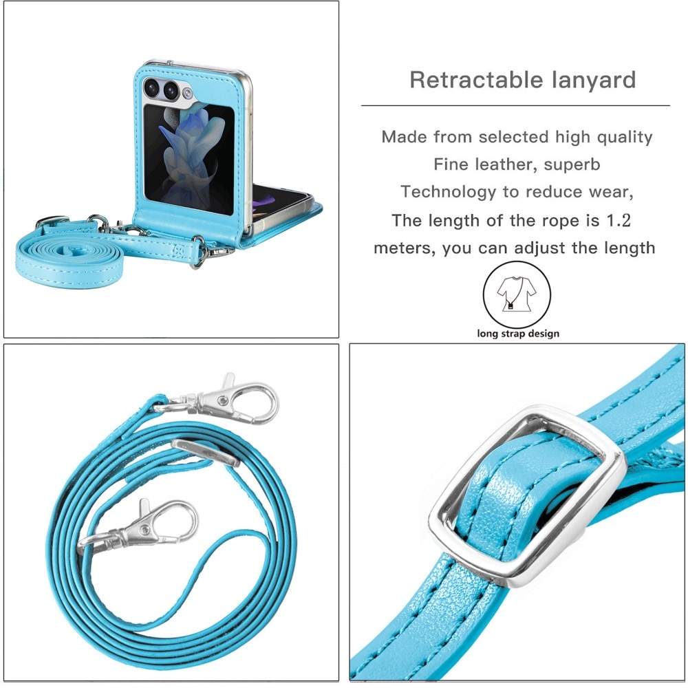 Funda de cuero con mariposas para Samsung Galaxy Z Flip 5, azul