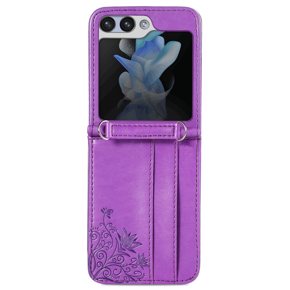 Funda de cuero con mariposas para Samsung Galaxy Z Flip 5, violeta