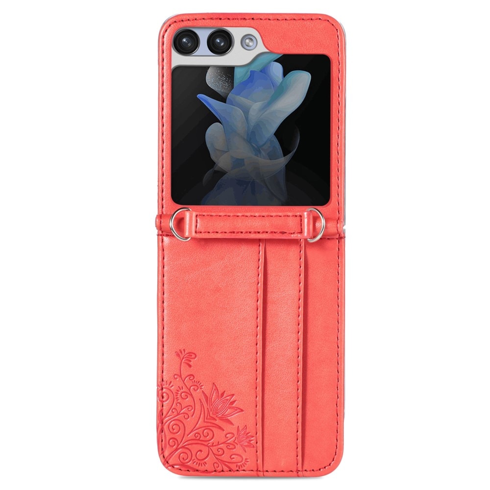 Funda de cuero con mariposas para Samsung Galaxy Z Flip 5, rojo