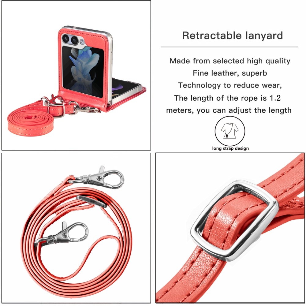 Funda de cuero con mariposas para Samsung Galaxy Z Flip 5, rojo