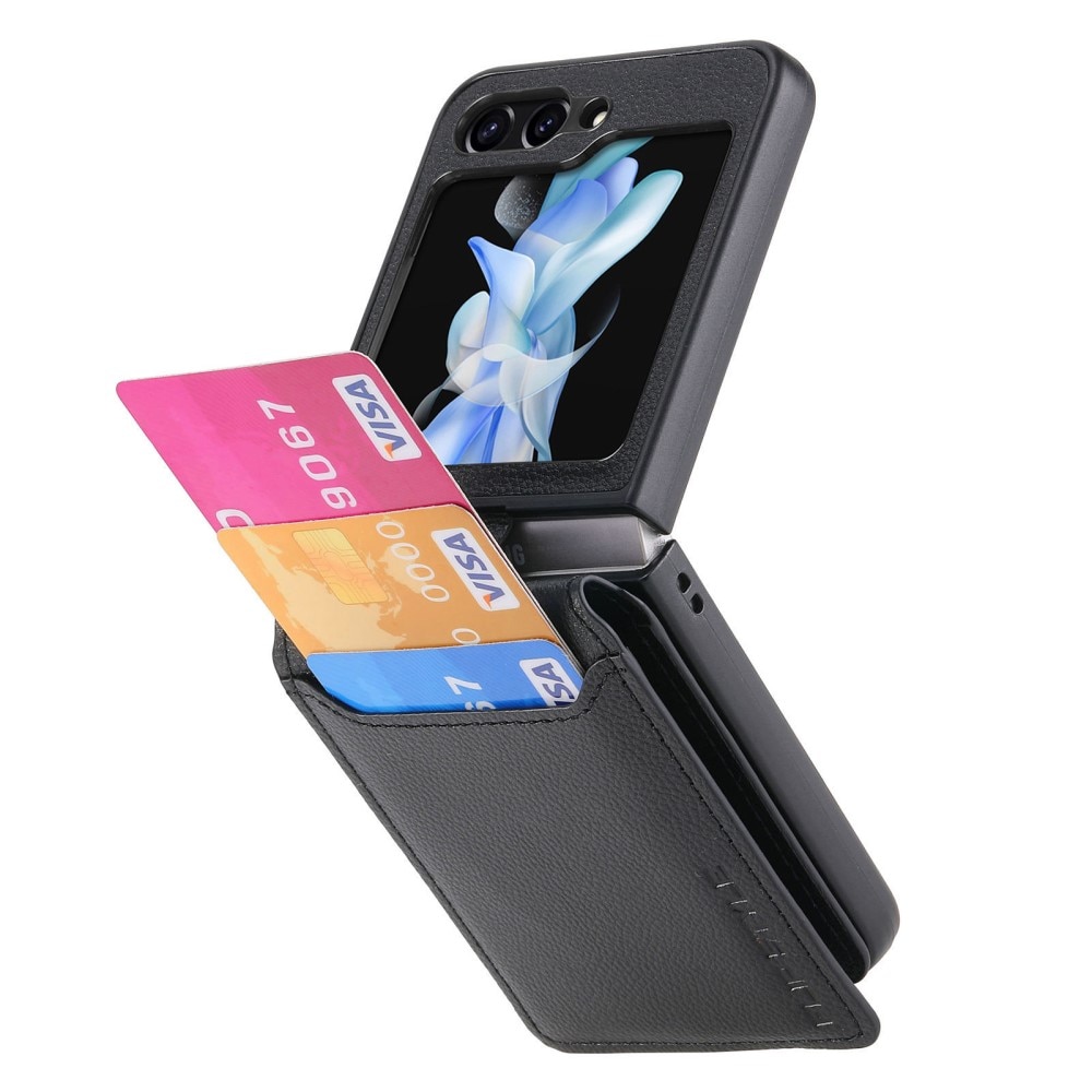 Funda con porta anillos y ranuras para tarjetas Samsung Galaxy Z Flip 5, negro