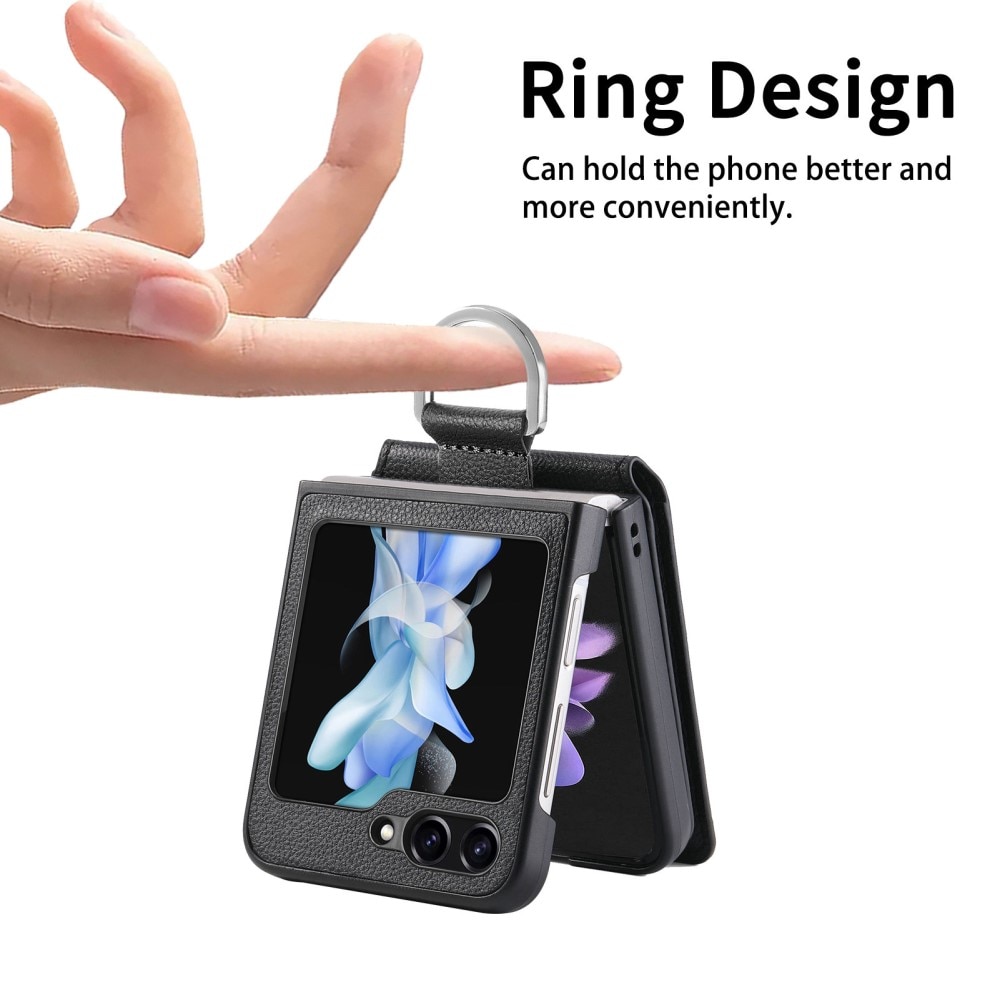 Funda con porta anillos y ranuras para tarjetas Samsung Galaxy Z Flip 5, negro