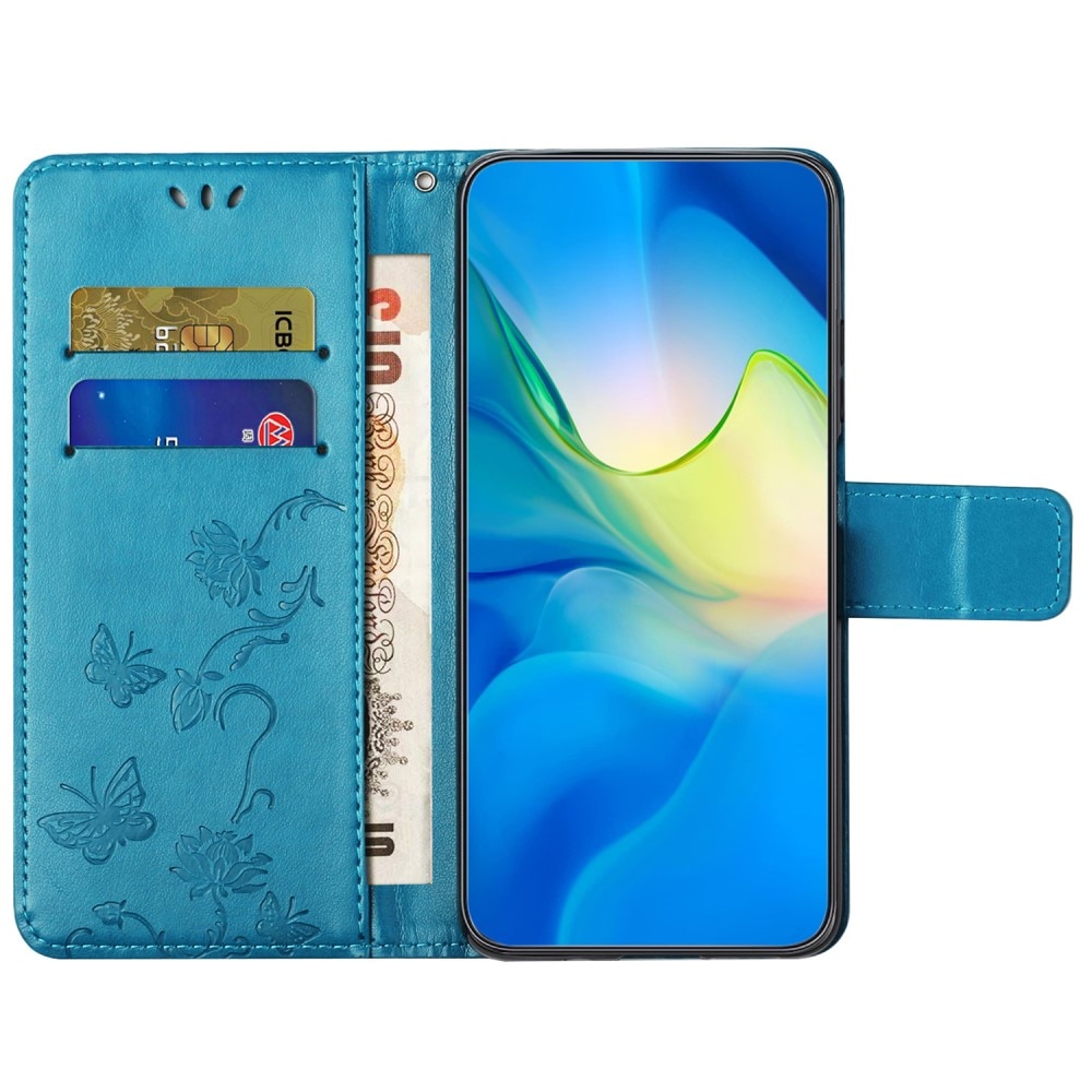 Funda de Cuero con Mariposas Samsung Galaxy S23 FE, azul