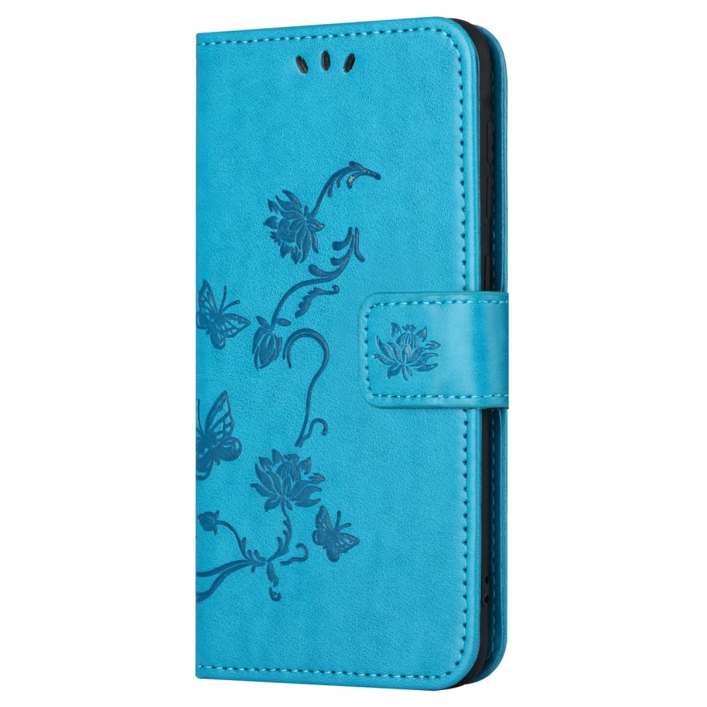 Funda de Cuero con Mariposas Samsung Galaxy S23 FE, Azul