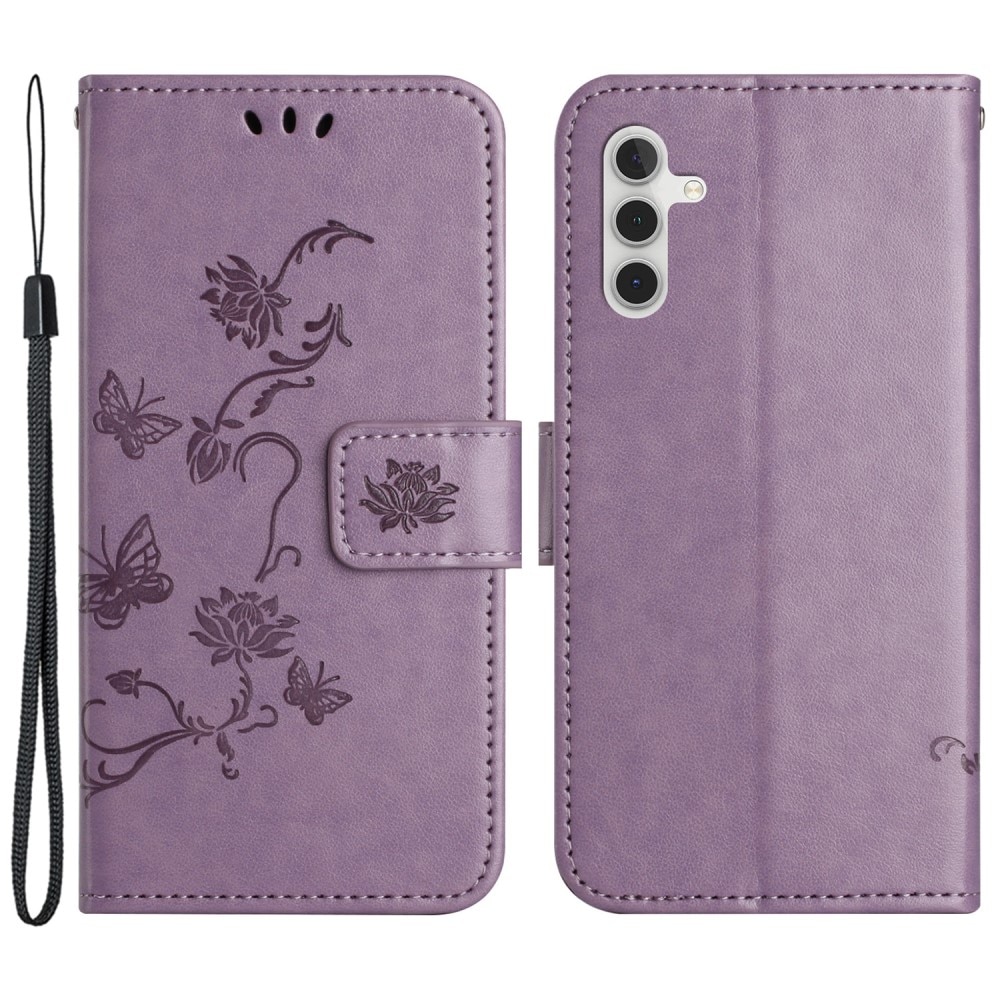 Funda de Cuero con Mariposas Samsung Galaxy S23 FE, violeta