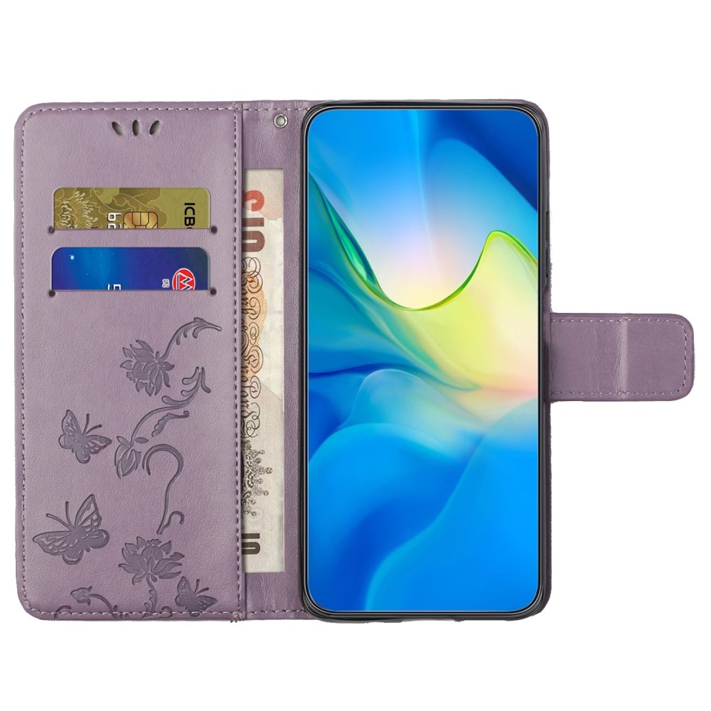 Funda de Cuero con Mariposas Samsung Galaxy S23 FE, violeta