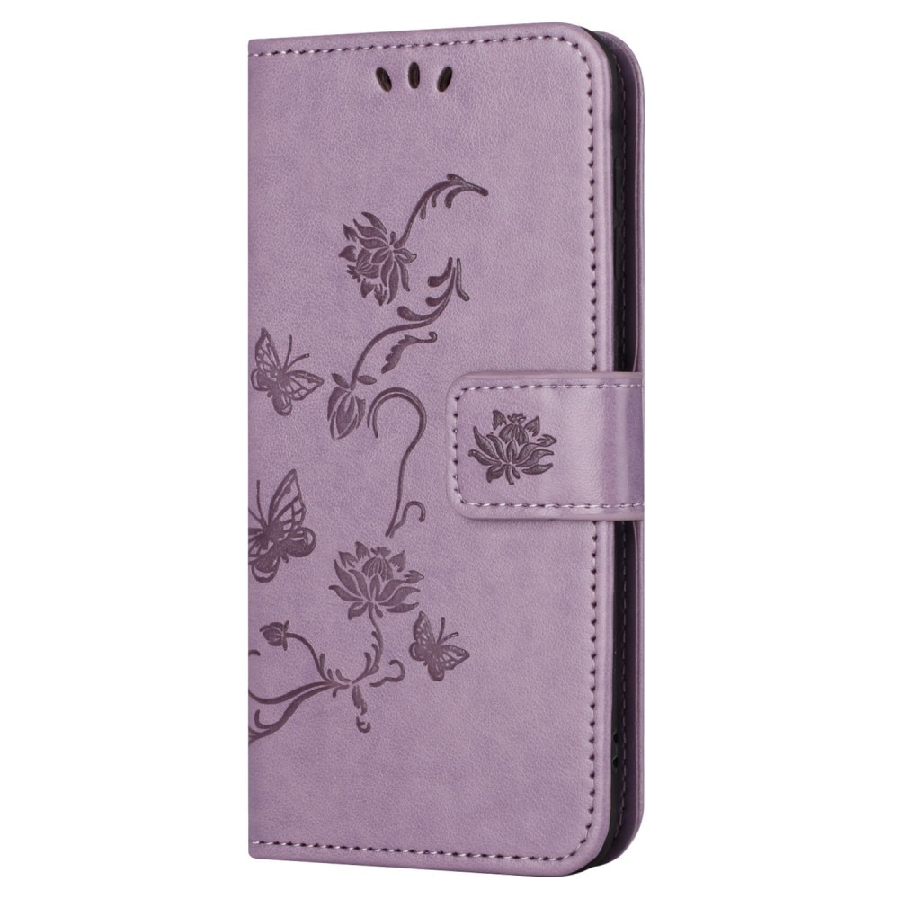 Funda de Cuero con Mariposas Samsung Galaxy S23 FE, Púrpura