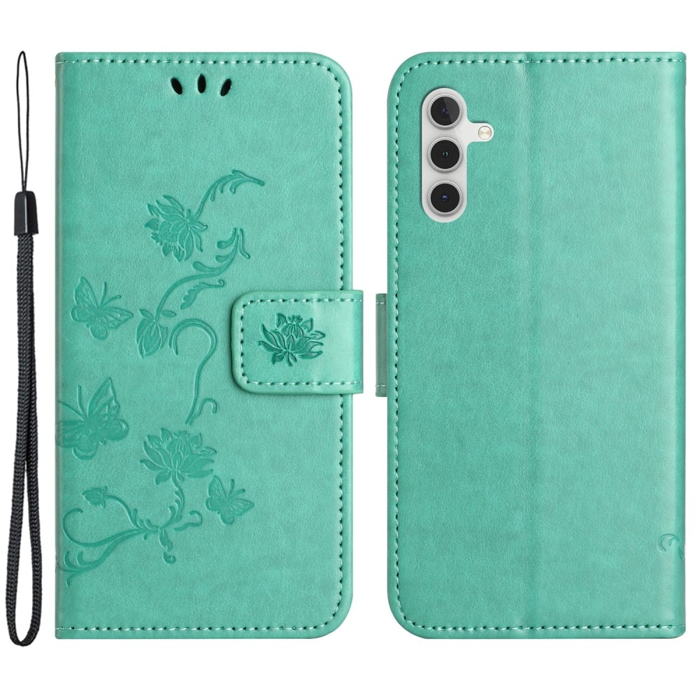 Funda de Cuero con Mariposas Samsung Galaxy S23 FE, verde