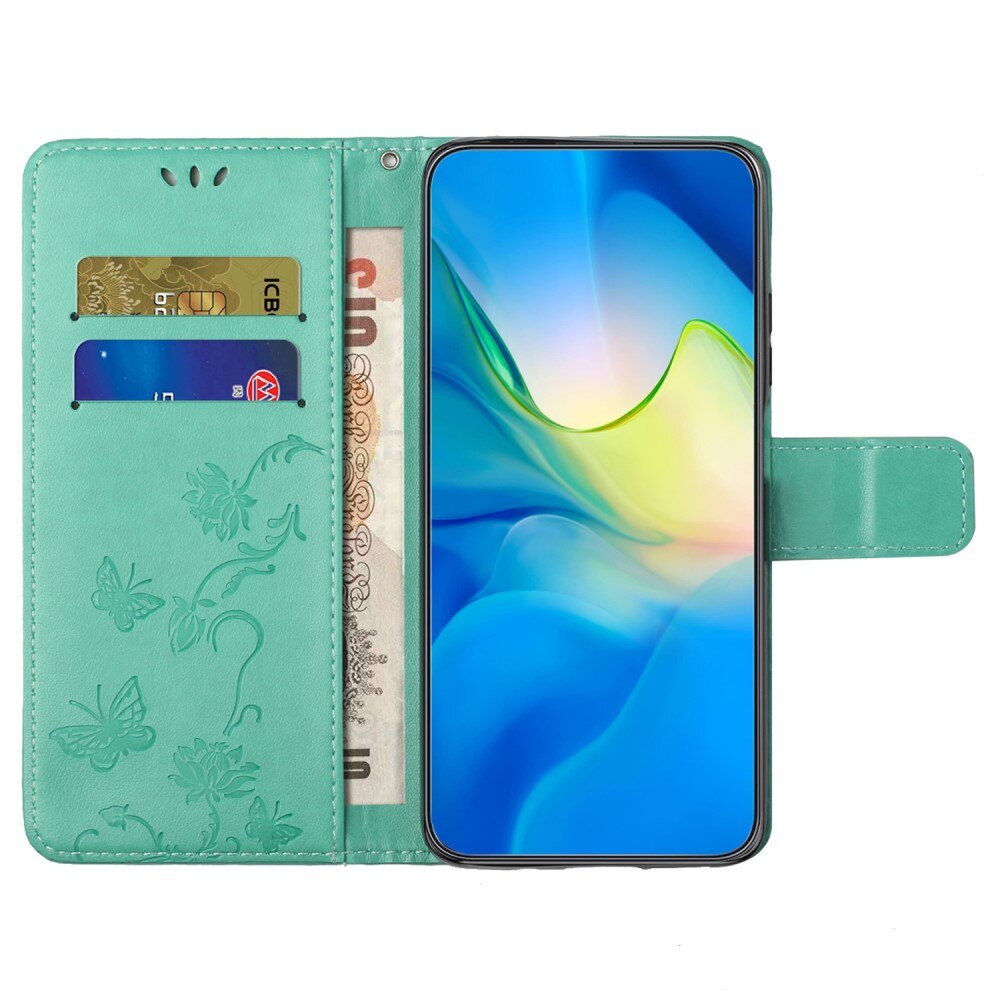Funda de Cuero con Mariposas Samsung Galaxy S23 FE, Verde