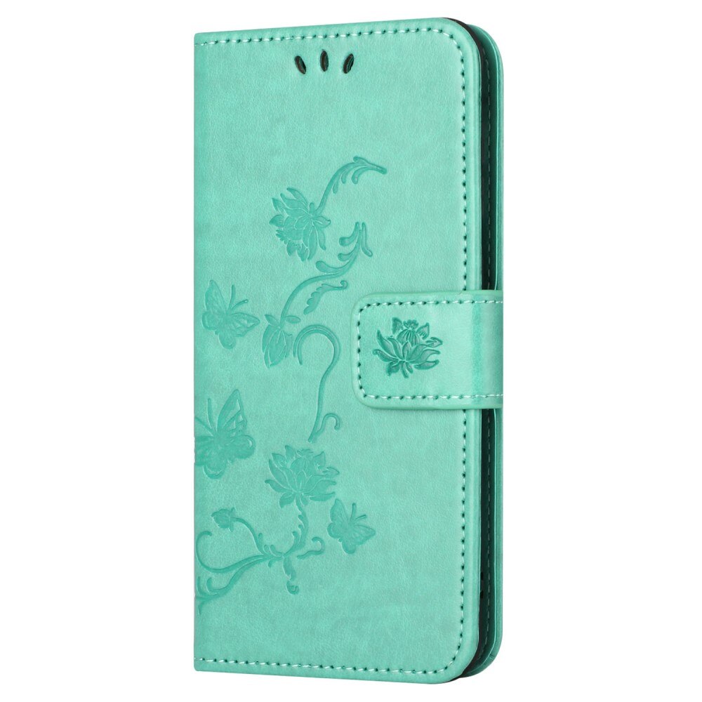 Funda de Cuero con Mariposas Samsung Galaxy S23 FE, Verde