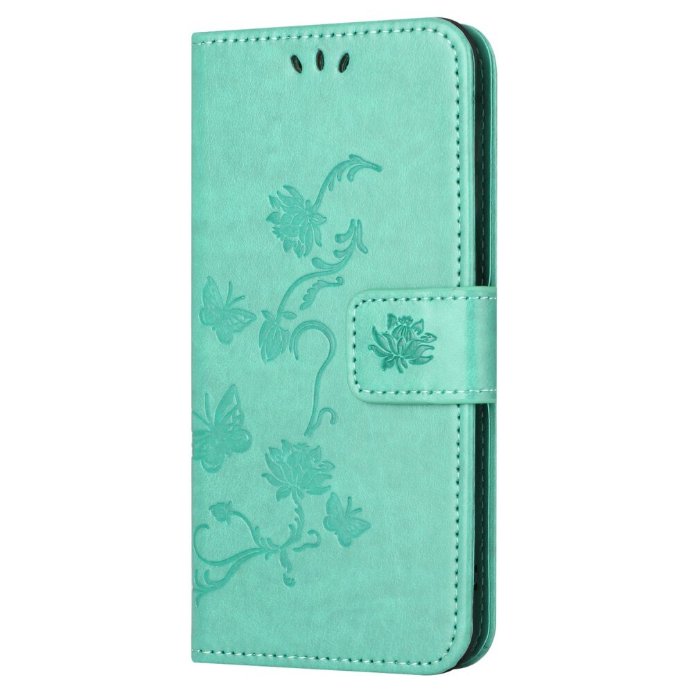 Funda de Cuero con Mariposas Samsung Galaxy S23 FE, verde