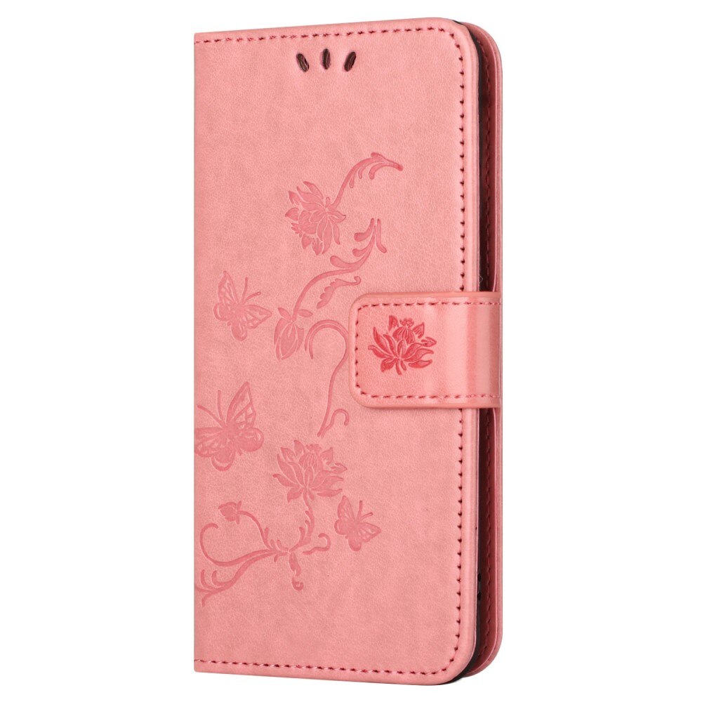 Funda de Cuero con Mariposas Samsung Galaxy S23 FE, Rosa