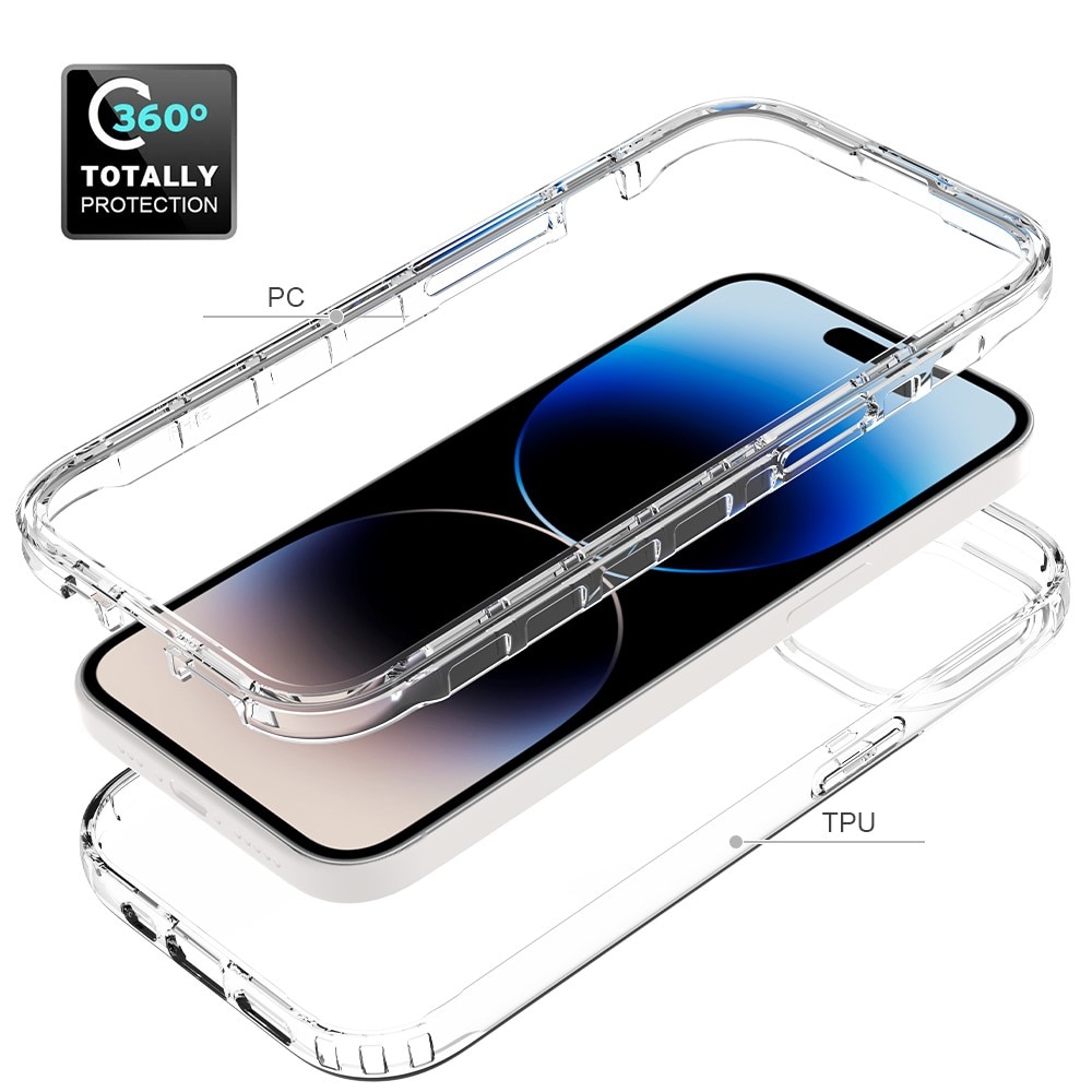 Funda con cobertura total iPhone 15 transparente