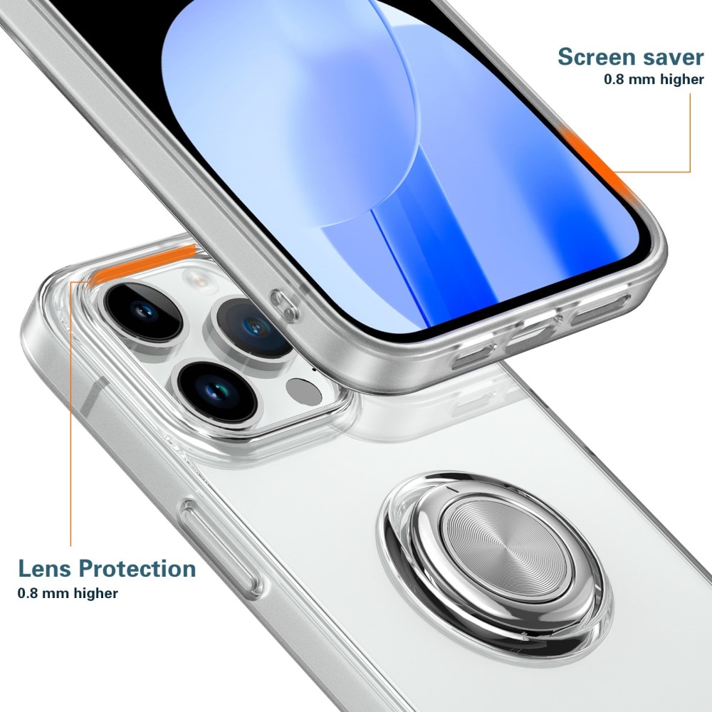 Funda Finger Ring Kickstand iPhone 15 Pro transparente