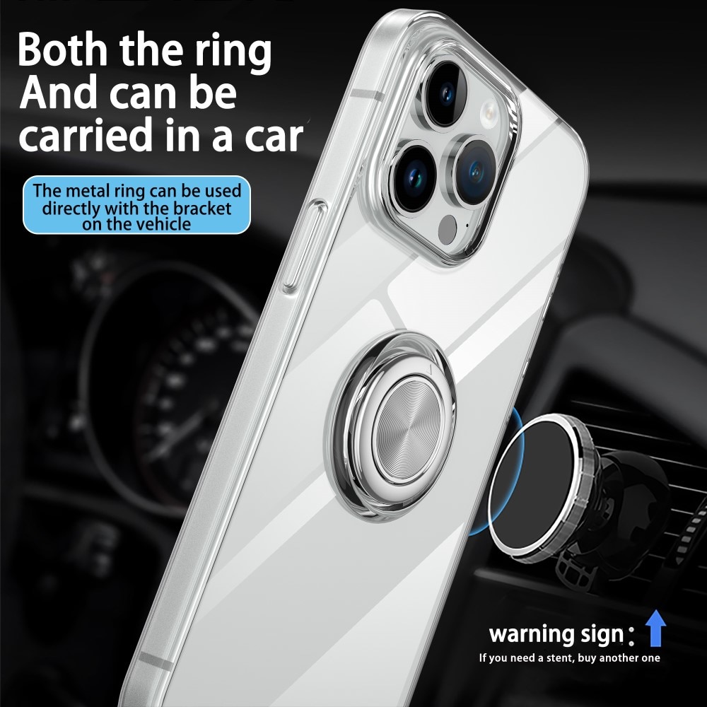 Funda Finger Ring Kickstand iPhone 15 Plus transparente