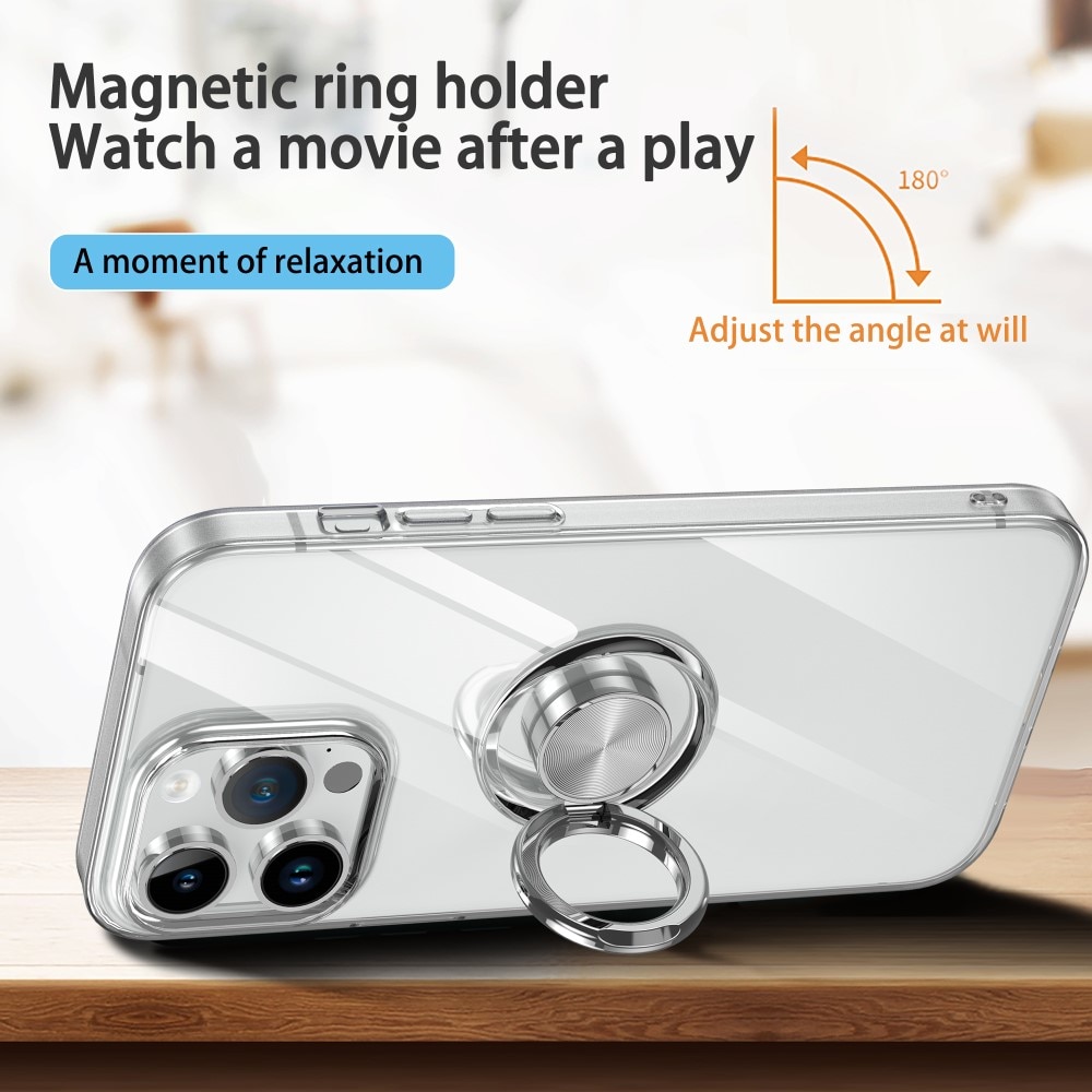 Funda Finger Ring Kickstand iPhone 15 Pro Max transparente