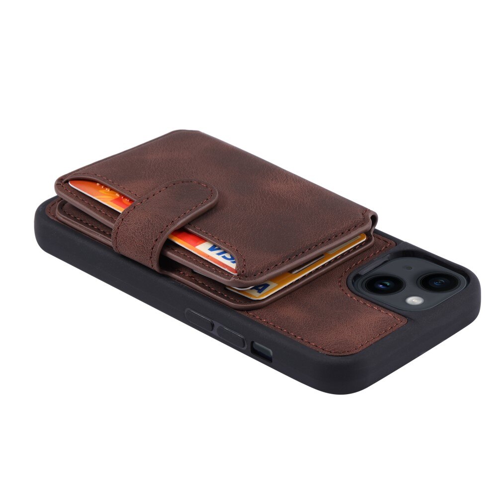 Funda con tarjetero anti-RFID Multi-slot iPhone 15 Plus marrón