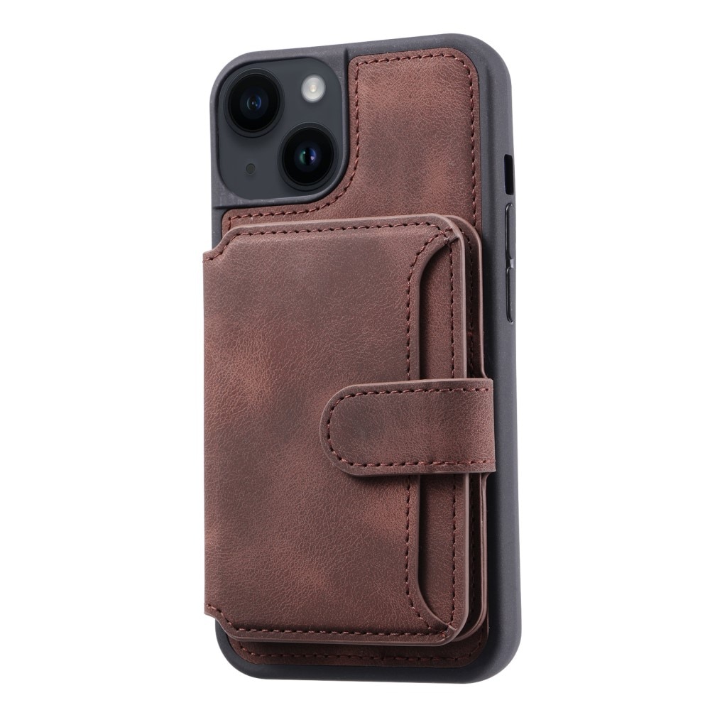 Funda con tarjetero anti-RFID Multi-slot iPhone 15 Plus marrón
