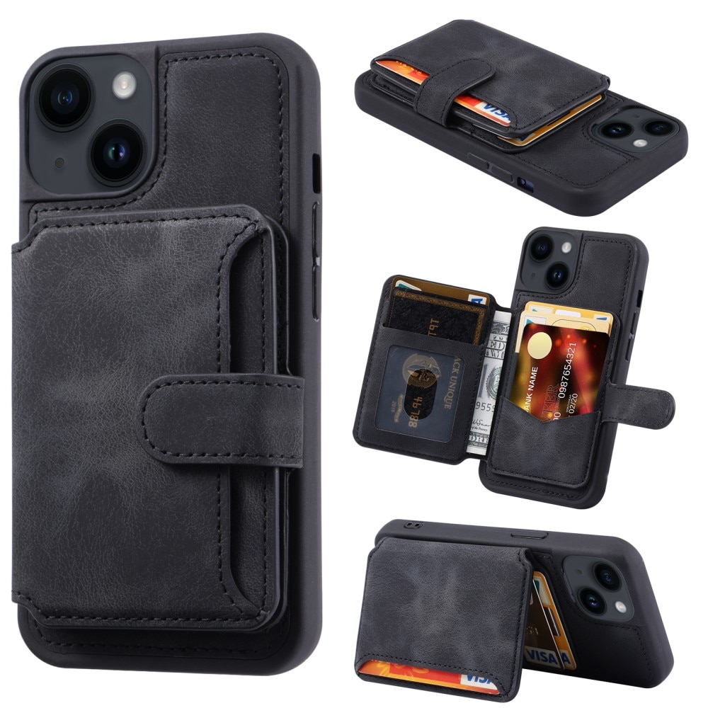 Funda con tarjetero anti-RFID Multi-slot iPhone 15 Plus negro