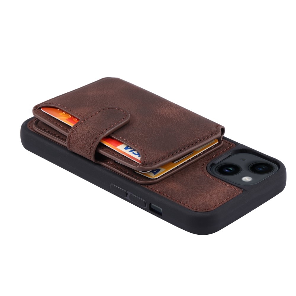 Funda con tarjetero anti-RFID Multi-slot iPhone 15 marrón