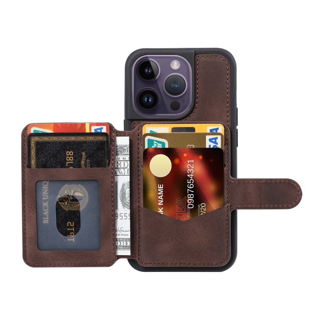 Funda con tarjetero anti-RFID Multi-slot iPhone 15 Pro Max marrón