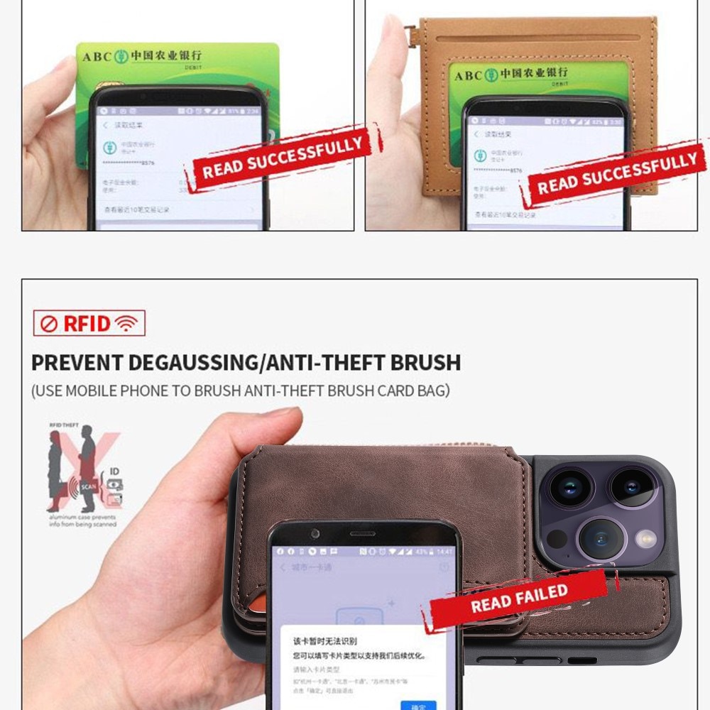 Funda con tarjetero anti-RFID Multi-slot iPhone 15 Pro Max marrón