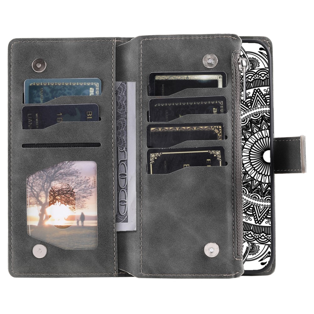 Funda Mandala tipo billetera Samsung Galaxy S23 FE, gris