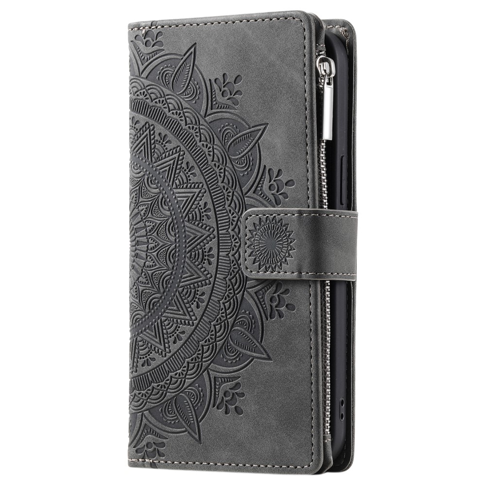 Funda Mandala tipo billetera Samsung Galaxy S23 FE, gris