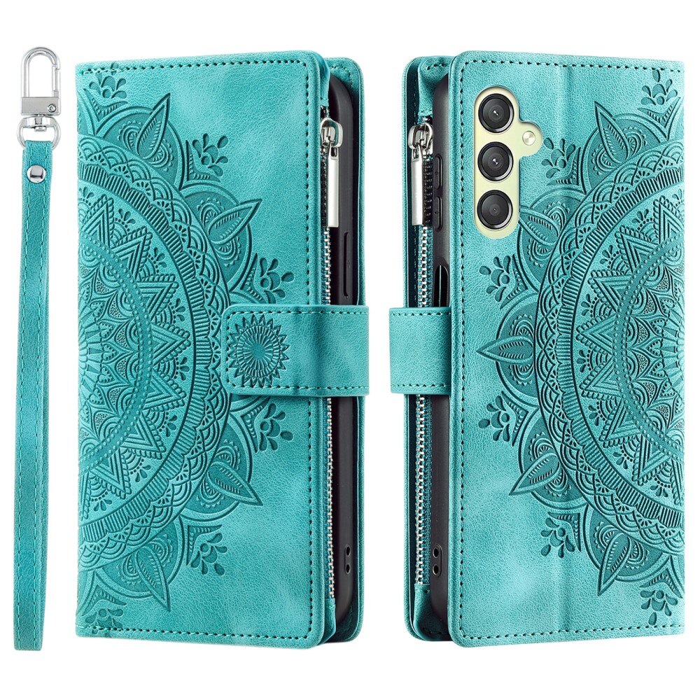 Funda Mandala tipo billetera Samsung Galaxy S23 FE, verde