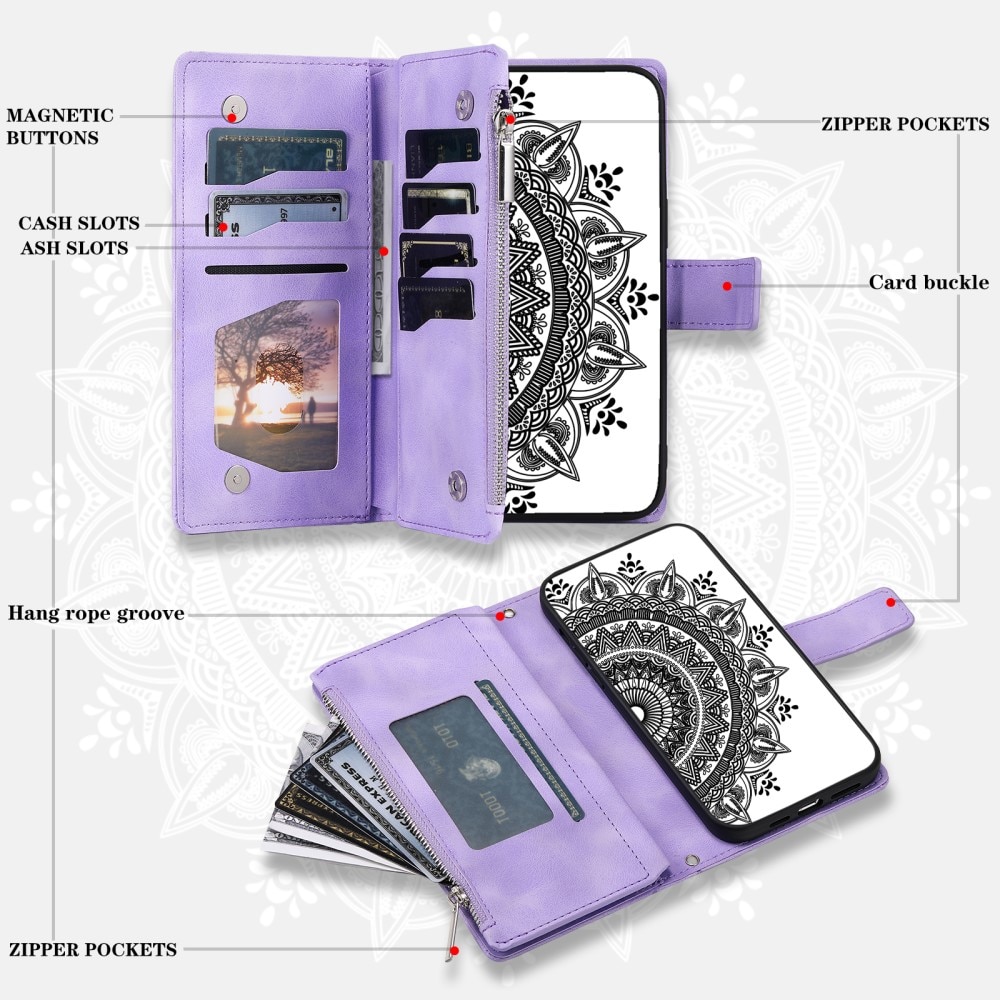 Funda Mandala tipo billetera Samsung Galaxy S23 FE, violeta