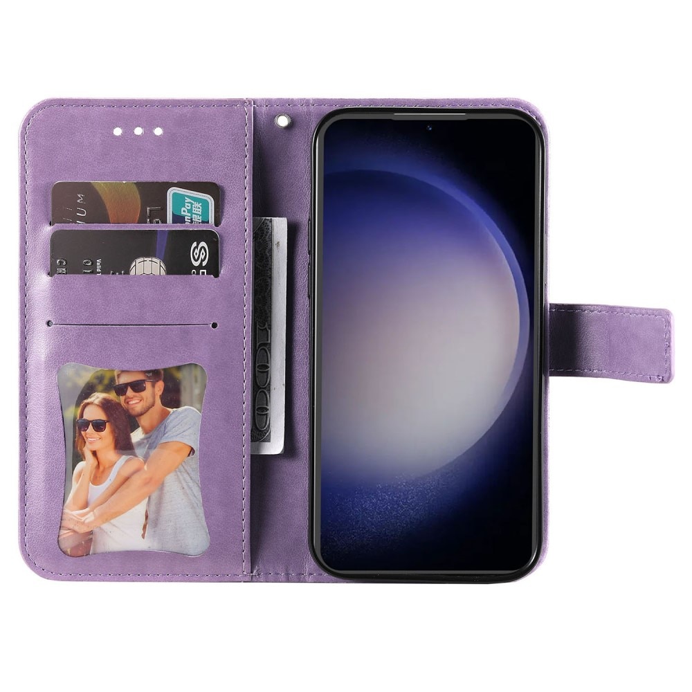 Funda de Cuero Mandala Samsung Galaxy S23 FE violeta