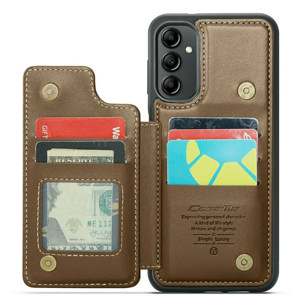 Funda con tarjetero anti-RFID Samsung Galaxy A14 marrón