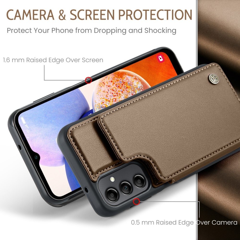 Funda con tarjetero anti-RFID Samsung Galaxy A14 marrón