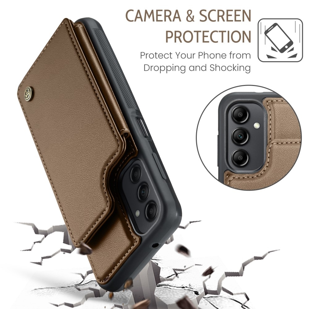Funda con tarjetero anti-RFID Samsung Galaxy A14 marrón