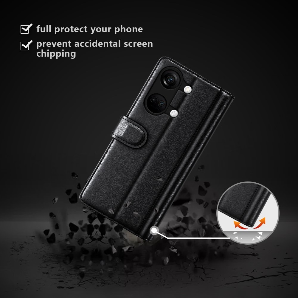 Funda de cuero genuino OnePlus Nord 3, negro