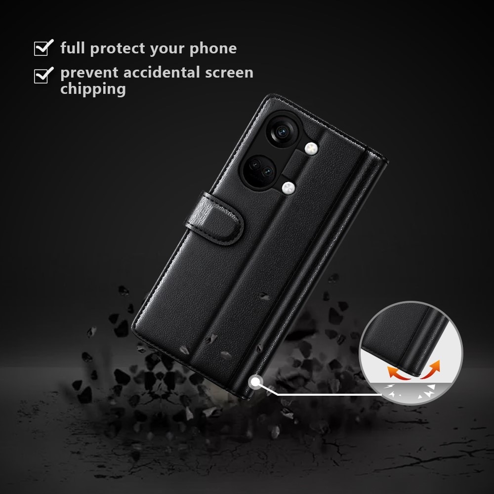 Funda de cuero genuino  OnePlus Nord 3, Negro