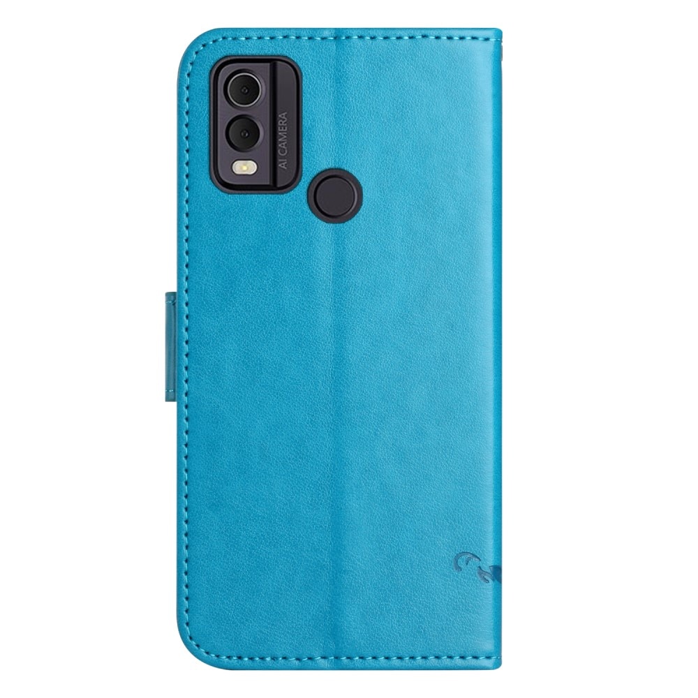 Funda de Cuero con Mariposas Nokia C22, azul