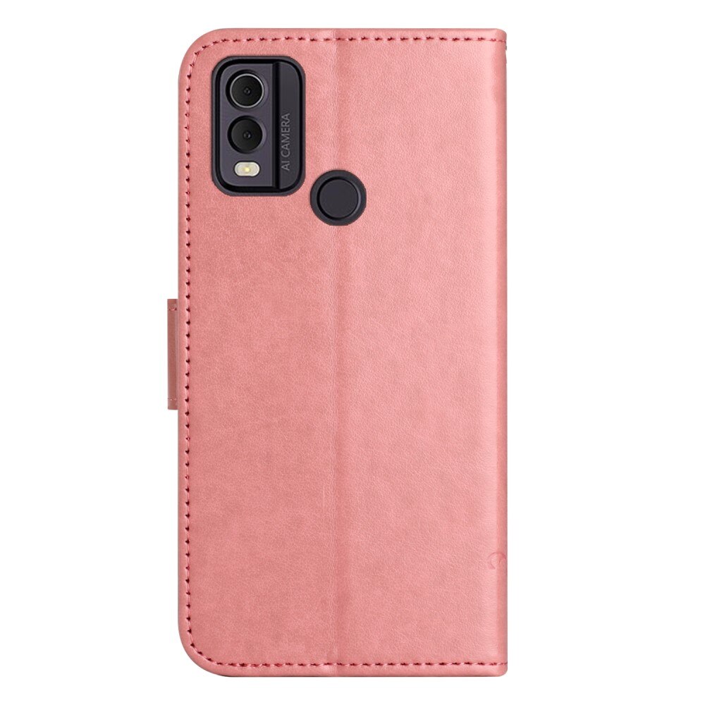 Funda de Cuero con Mariposas  Nokia C32, Rosa