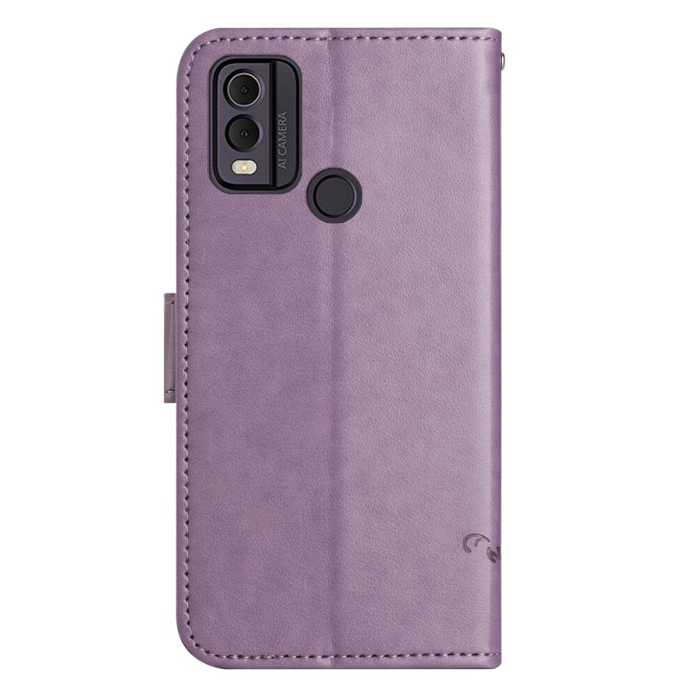 Funda de Cuero con Mariposas  Nokia C22, Púrpura