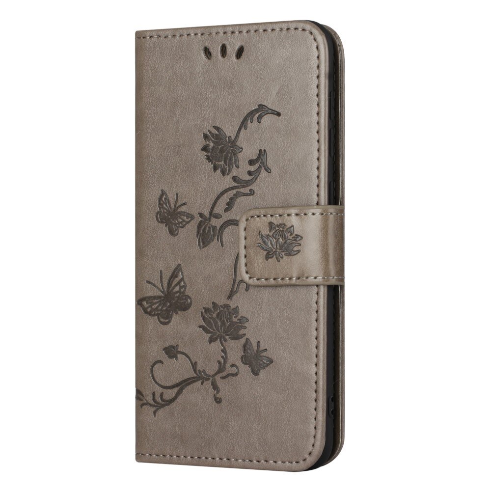 Funda de Cuero con Mariposas Nokia C32, gris