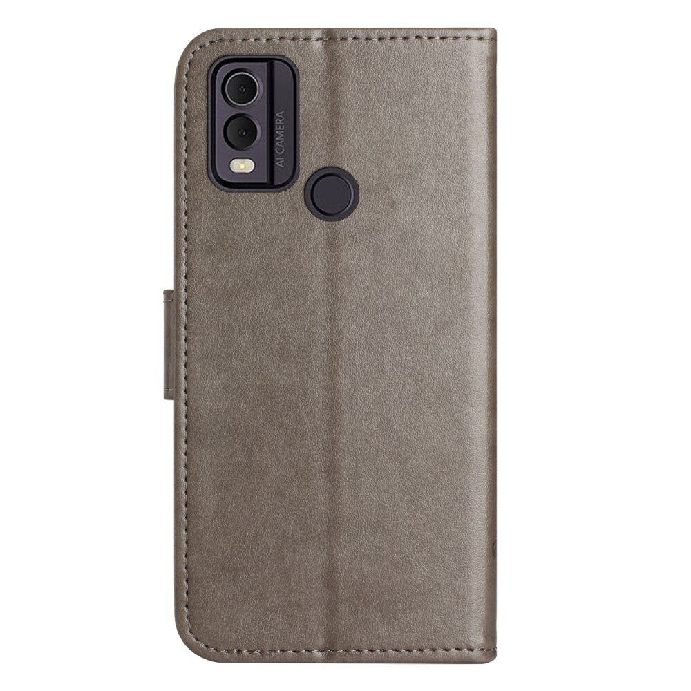 Funda de Cuero con Mariposas  Nokia C22, Gris