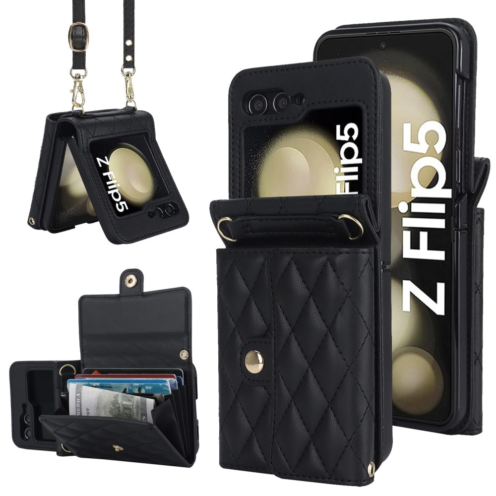 Funda acolchada tipo billetera anti-RFID Samsung Galaxy Z Flip 5 negro