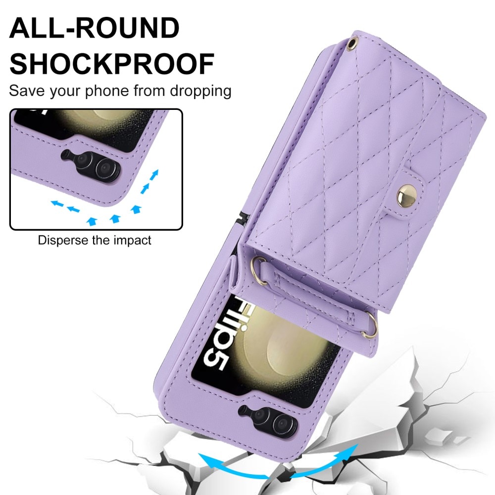 Funda acolchada tipo billetera anti-RFID Samsung Galaxy Z Flip 5 violeta