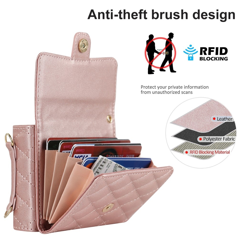 Funda acolchada tipo billetera anti-RFID Samsung Galaxy Z Flip 5 oro rosa